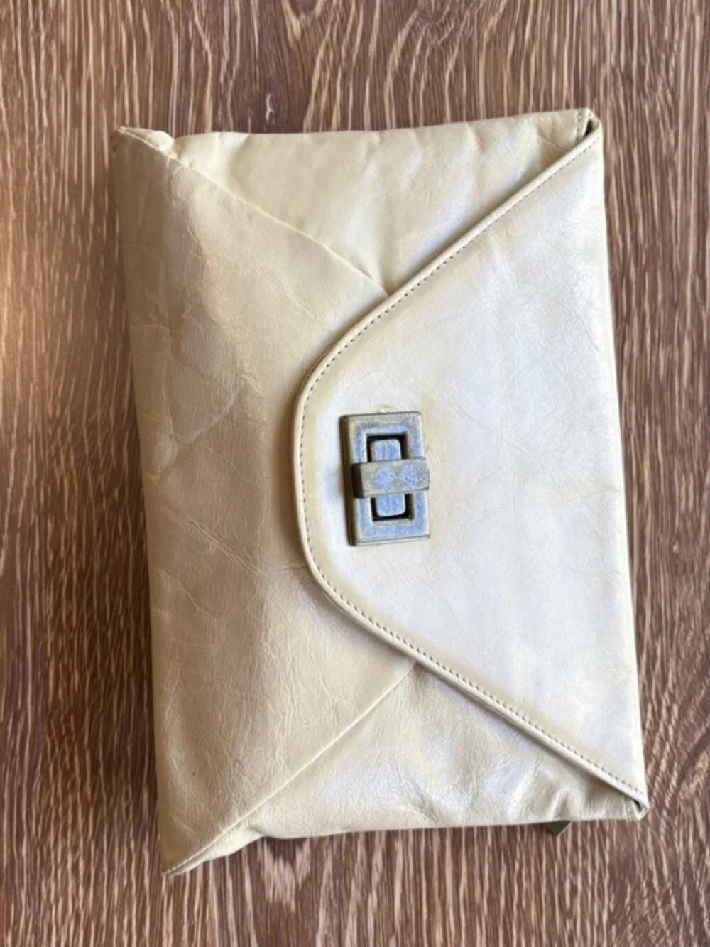 Hobo International Cream Leather Envelope Clutch